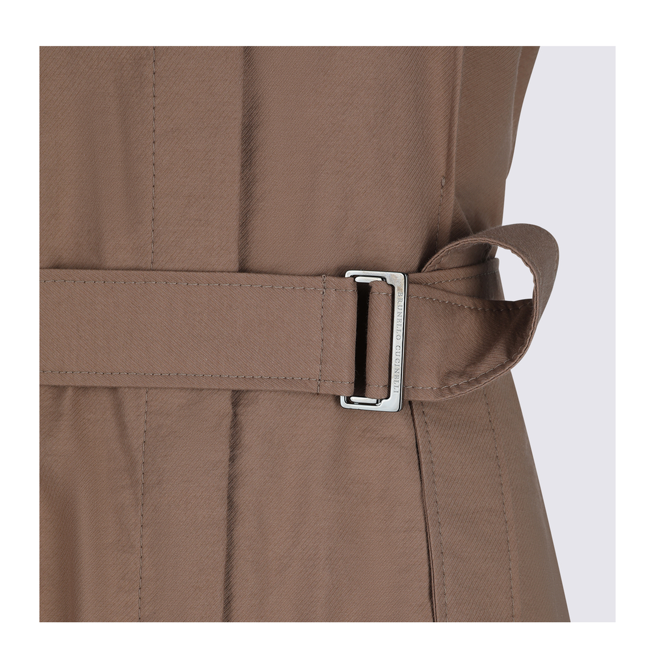 Long Sleeveless Cotton Dress with Belt at the Waist
