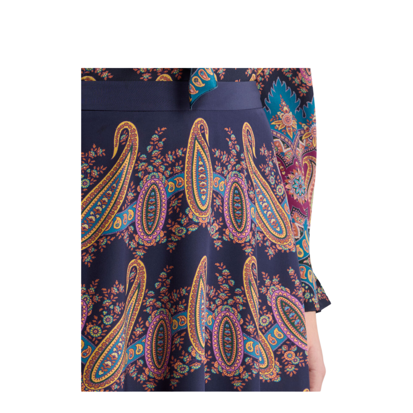 Silk Skirt with Placed Print