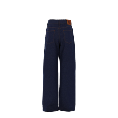 Navy Blue Wide-Leg Jeans
