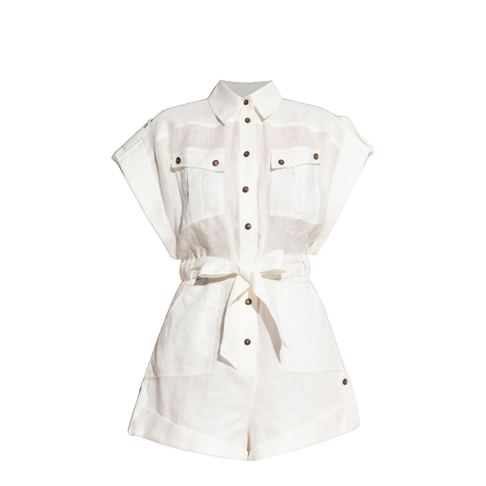 Shirt Collar Wide Sleeve Short Sleeve Belted