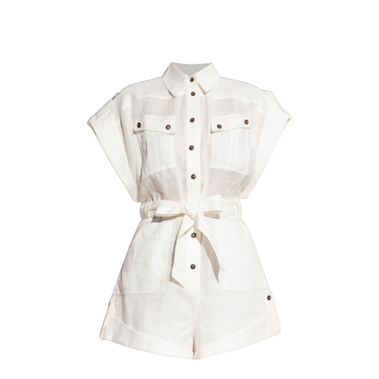 Shirt Collar Wide Sleeve Short Sleeve Belted