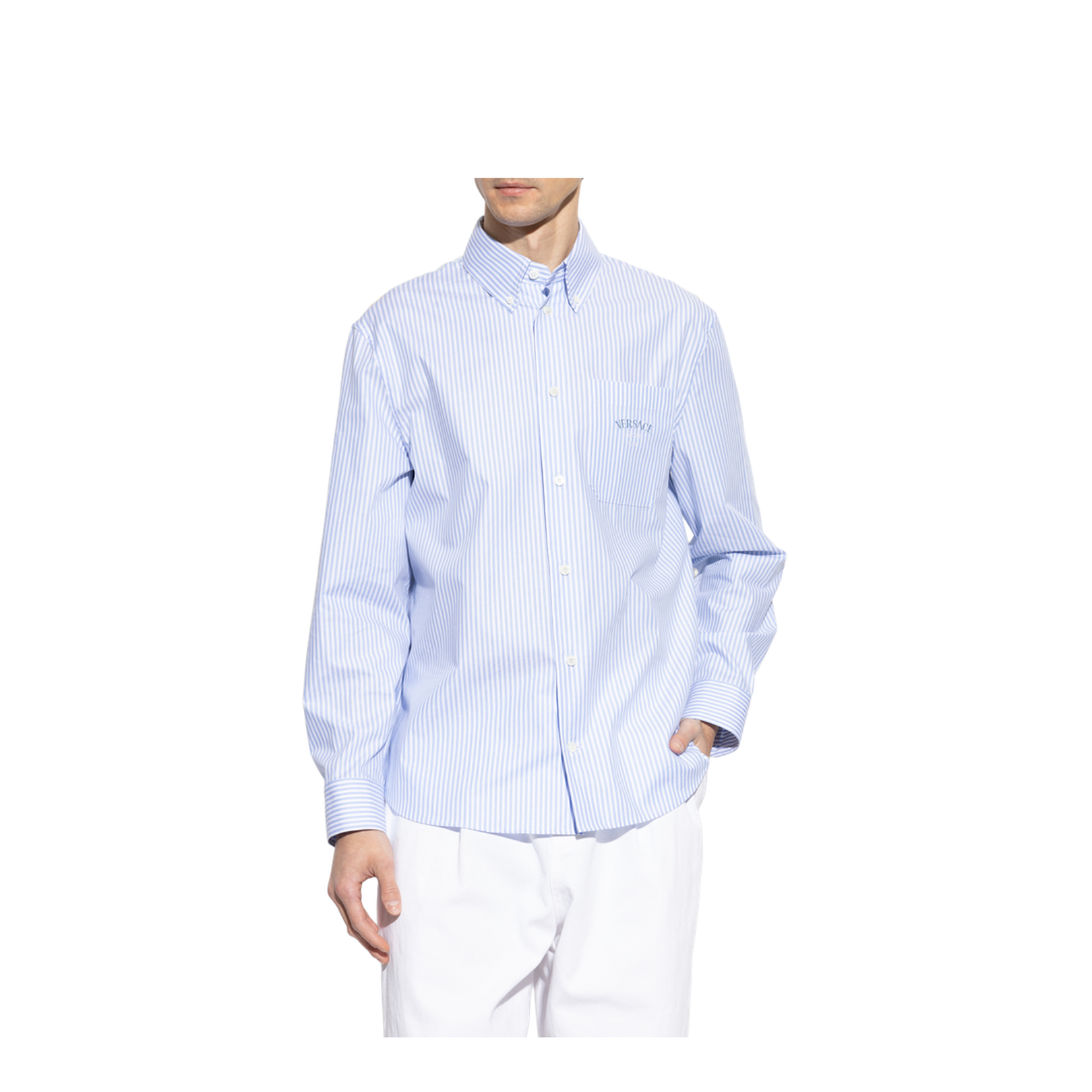 Striped Shirt With Silk Printed Insert