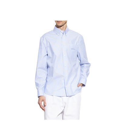 Striped Shirt With Silk Printed Insert