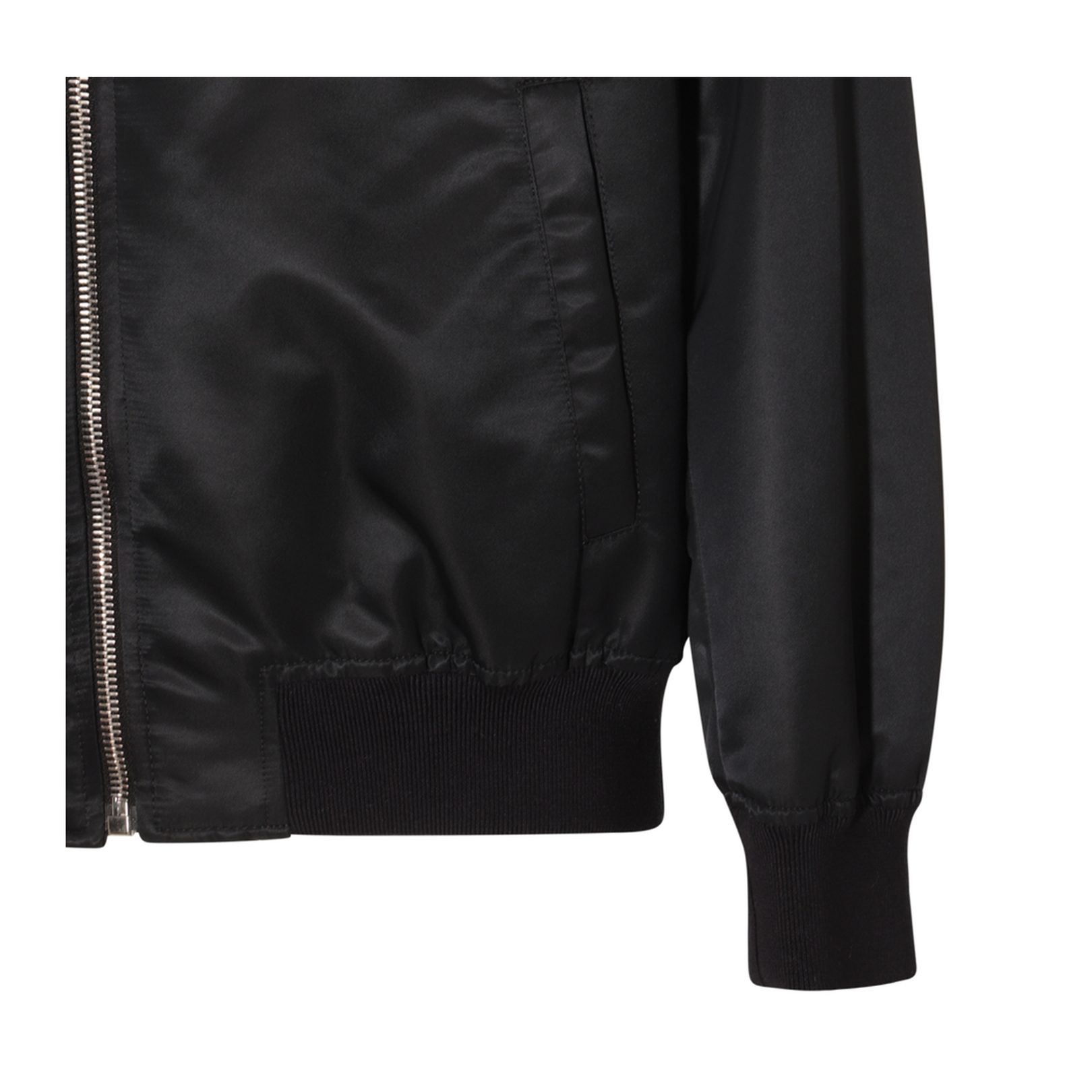Black And Multicolour Printed Bomber Down Jacket