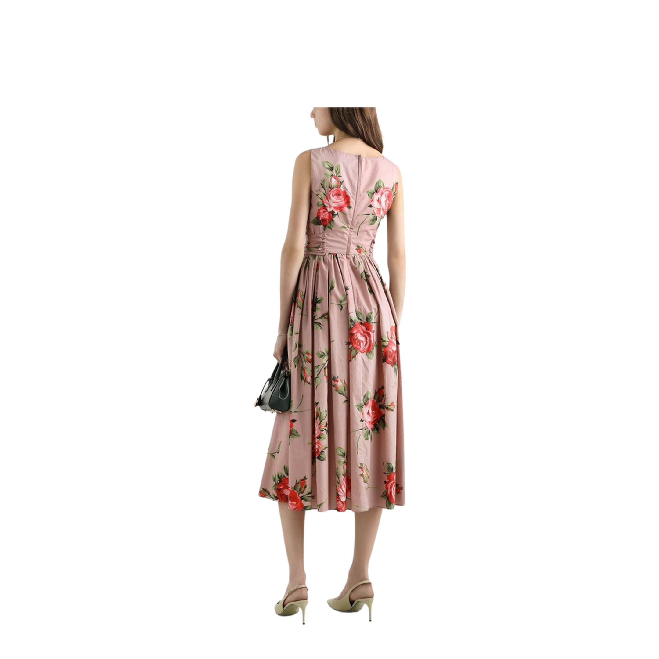 Rose Bouquet-Print Cotton Dress