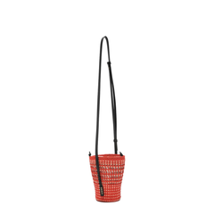 Braid Pocket Iraca Palm & Calfskin Pocket Bag - Red/Natural