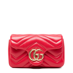 GG Marmont Mini Matelassé Chevron Nappa Leather Shoulder Bag - Bright Red