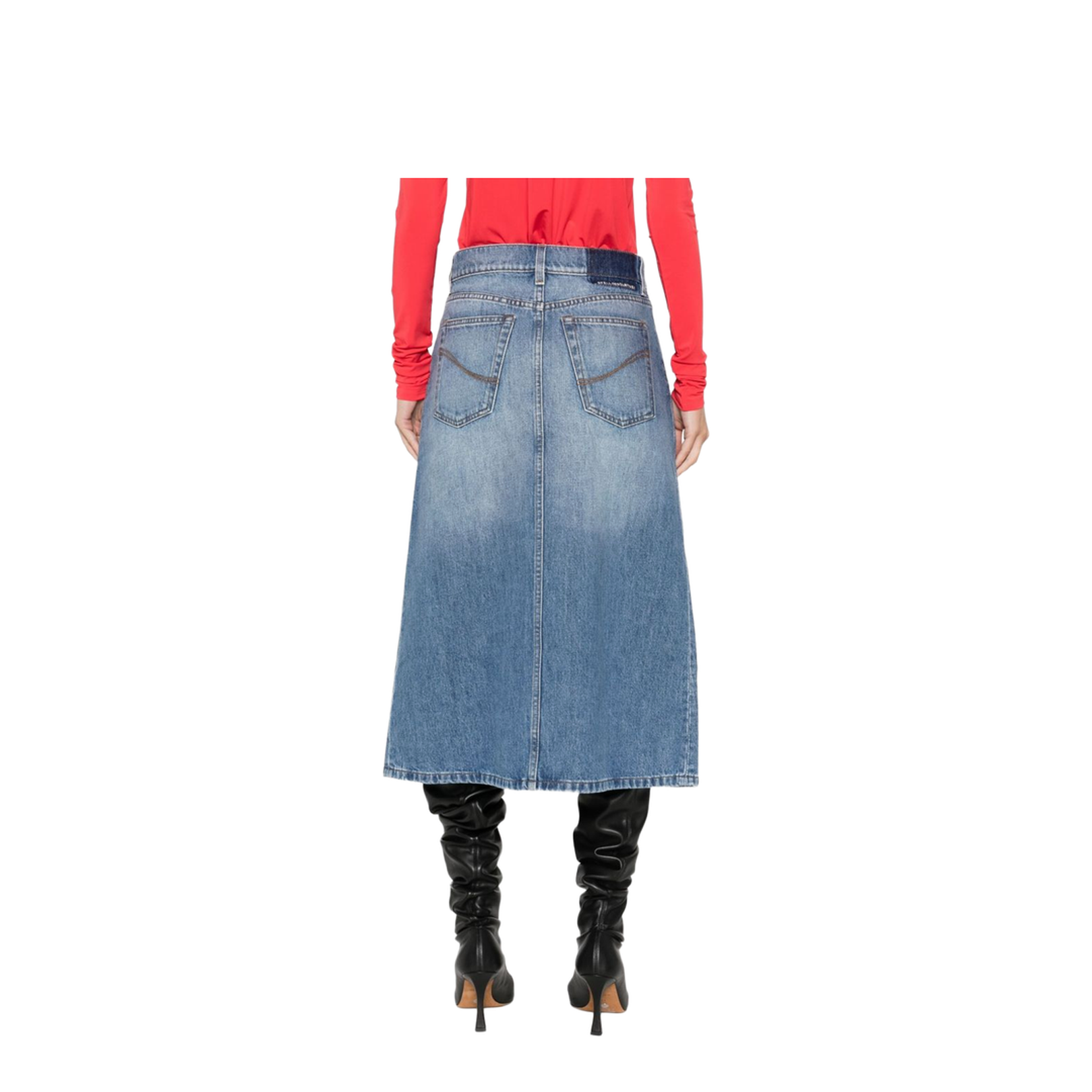 Denim Cotton Midi Skirt