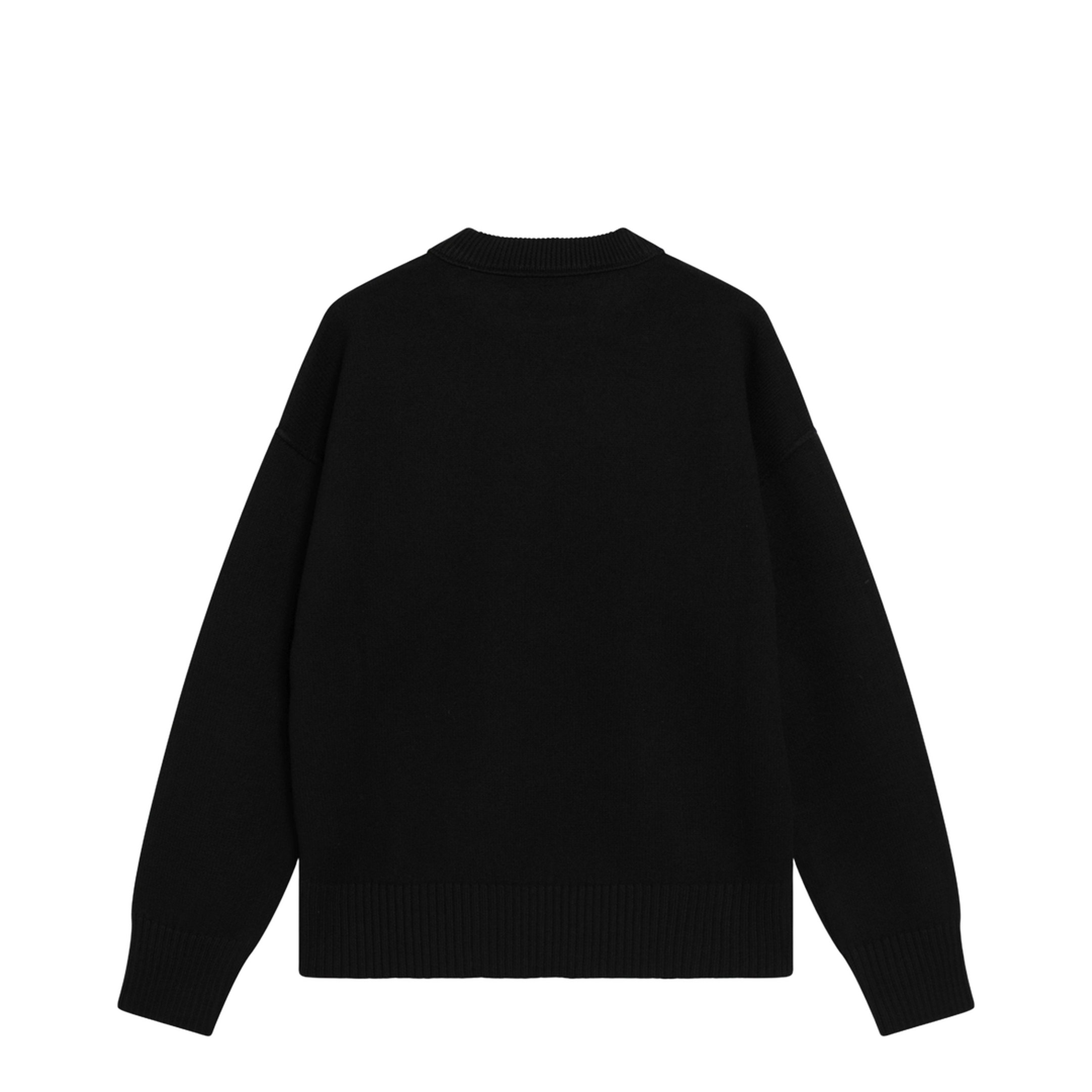Black Wool De Coeur Crewneck Sweater