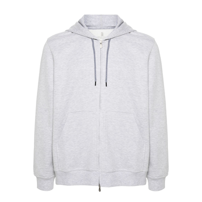 Heather Grey Cotton Blend Drawstring Hoodie