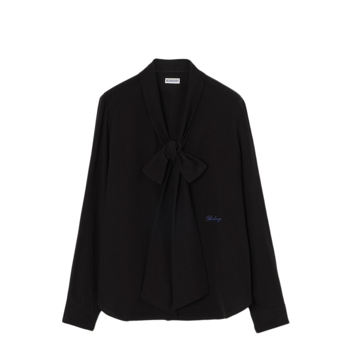 Silk Blouse With Embroidered Logo And Scarf Detail