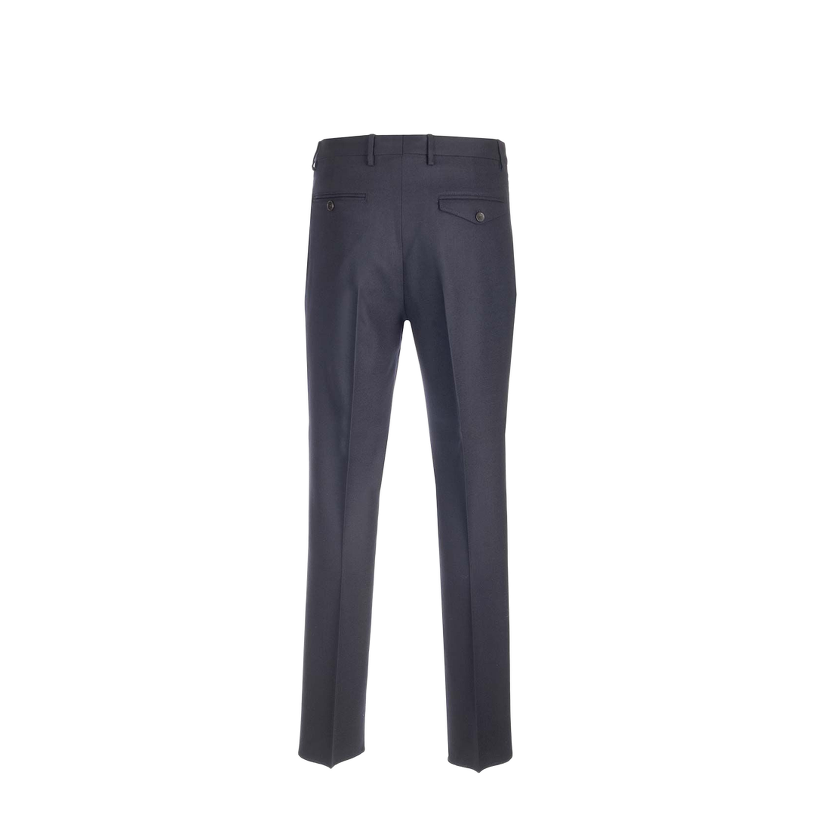 Navy Blue Wool Pleat Trousers