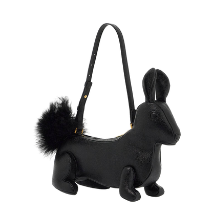 Rabbit Baguette Leather Shoulder Bag