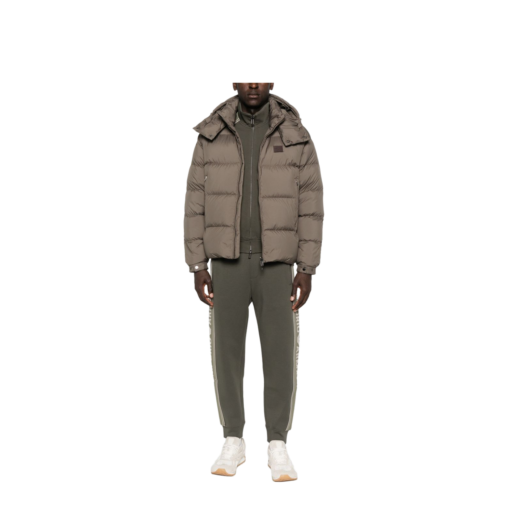 Water-repellent, quilted ripstop nylon hooded down jacket