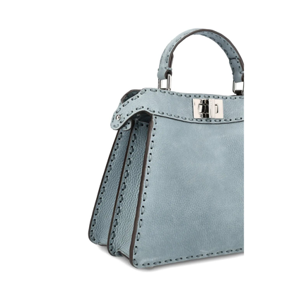 Peekaboo ISeeU Small Calfskin Tote - Mercury Blue