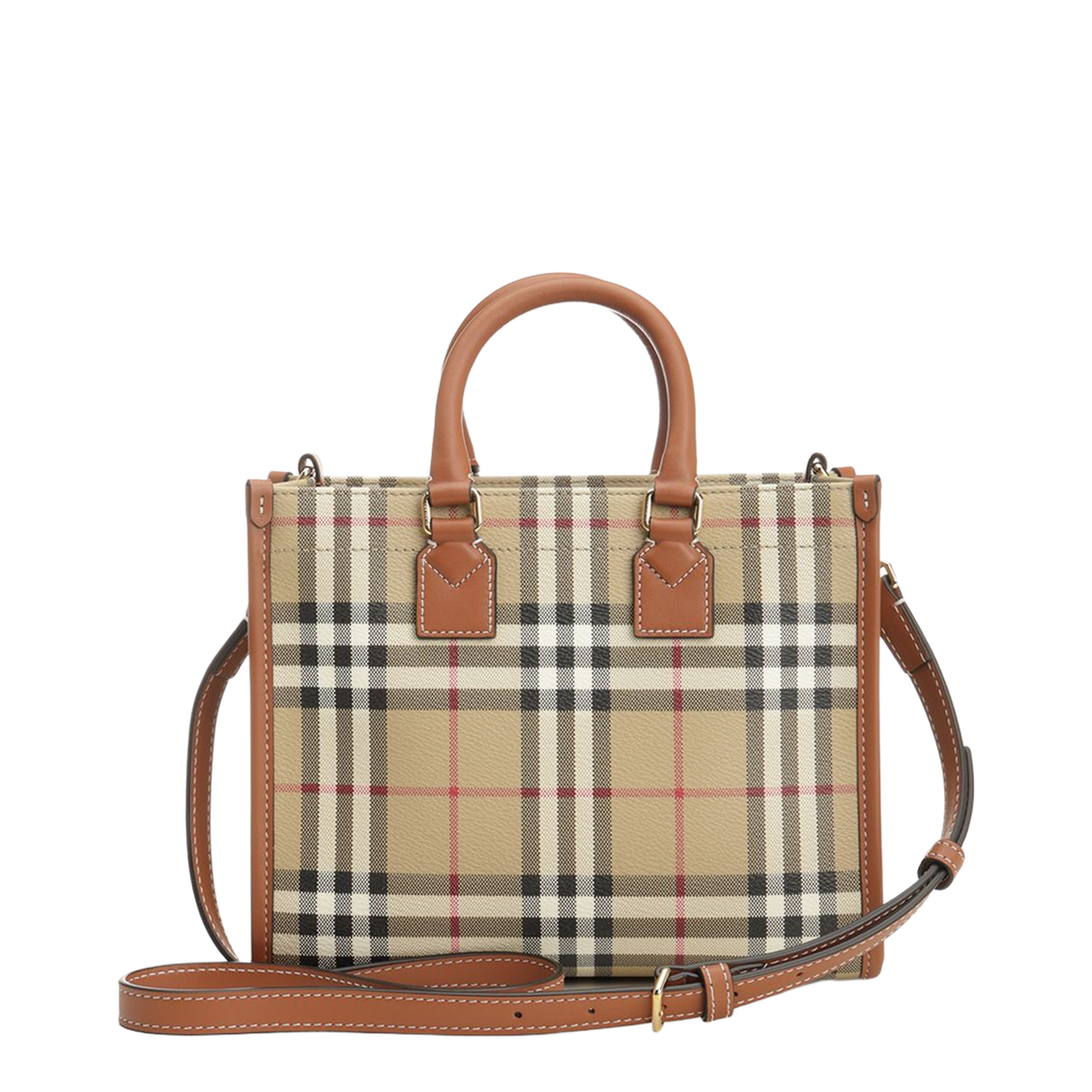 Mini Freya Tote Bag in Check Coated Cotton Blend