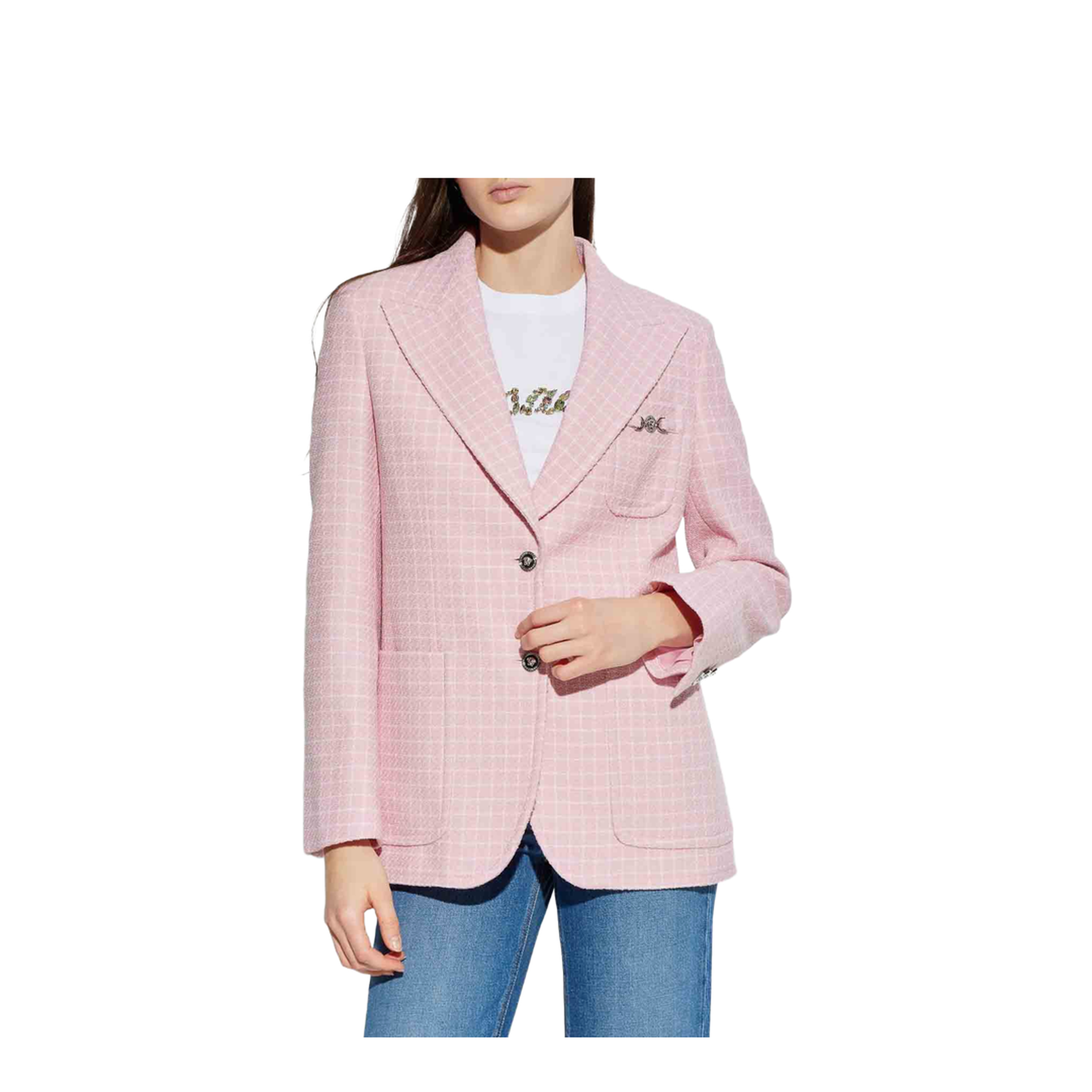 Checked Pattern Blazer Pink