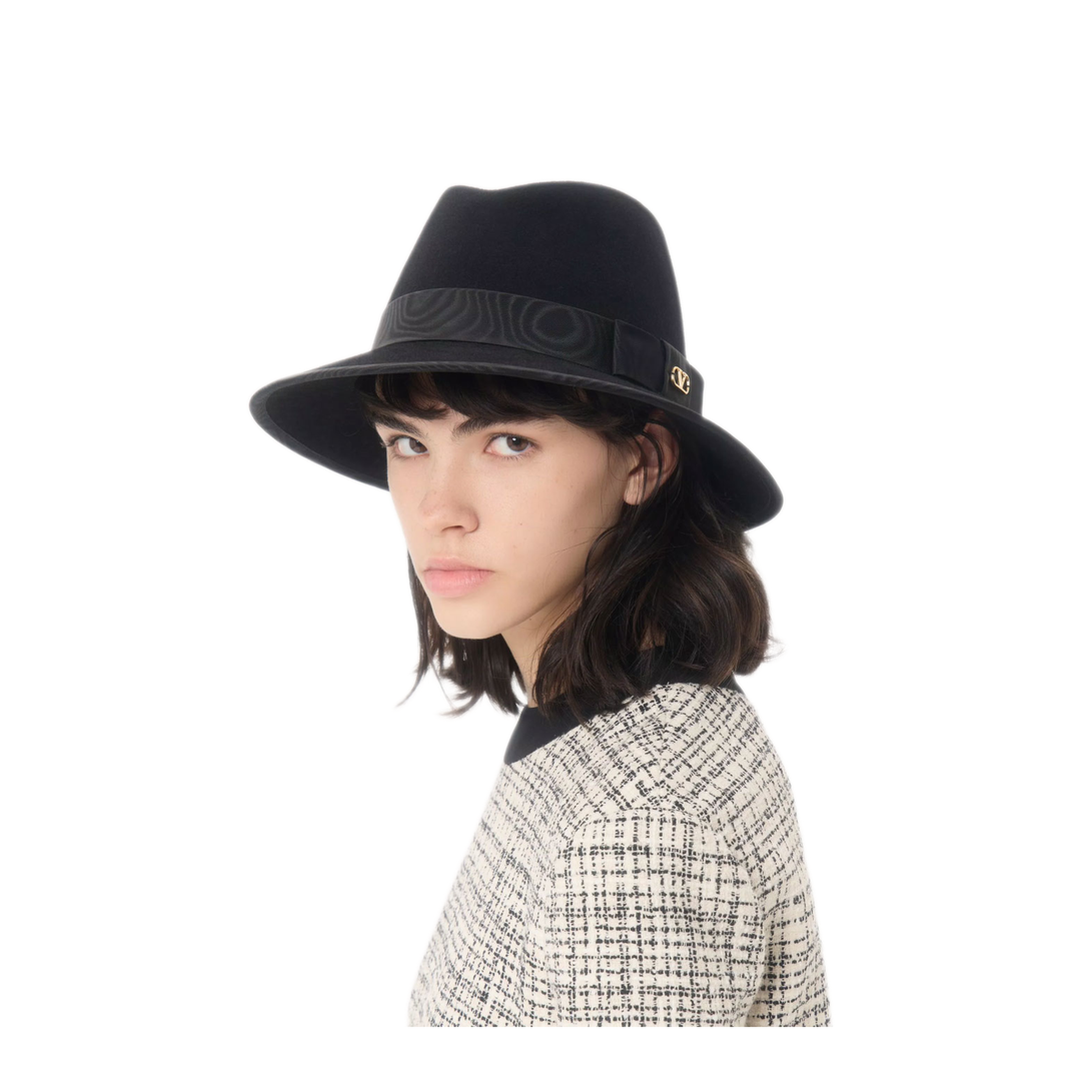 MAYFEYR - Valentino - Vlogo Signature Felt Hat With Moiré Ribbon - WHAA12RKX3GF
