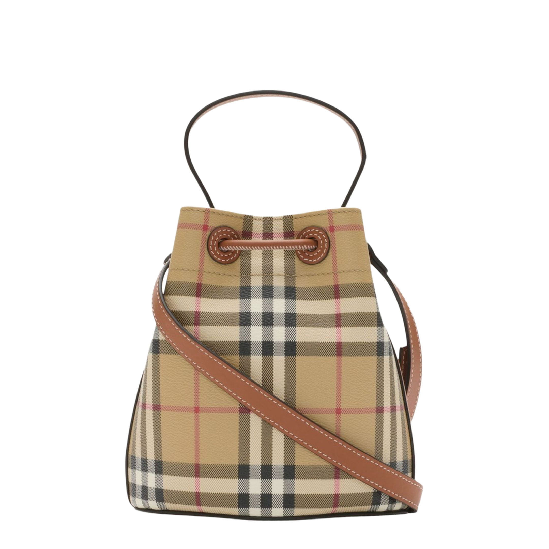 Check Mini Bucket Bag