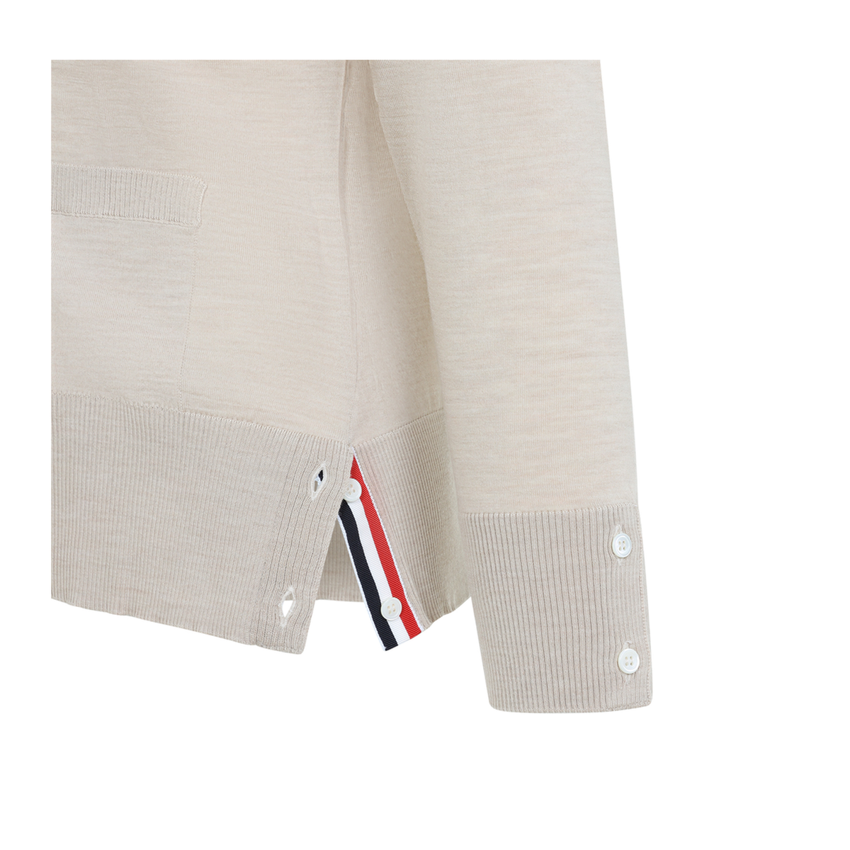 MAYFEYR - Thom Browne - Beige Wool Buttoned Cardigan - MKC002AY1014260