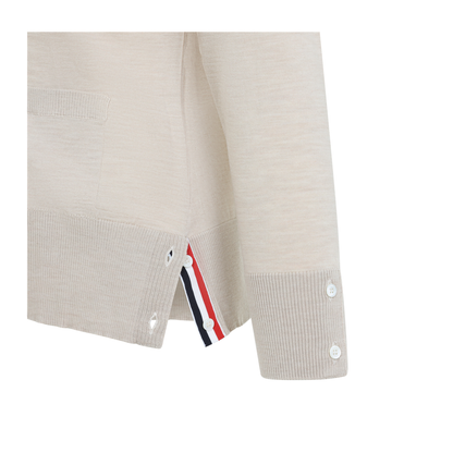 MAYFEYR - Thom Browne - Beige Wool Buttoned Cardigan - MKC002AY1014260