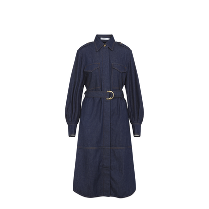 Hypnotic Tuck Midi Dress Navy Stripe