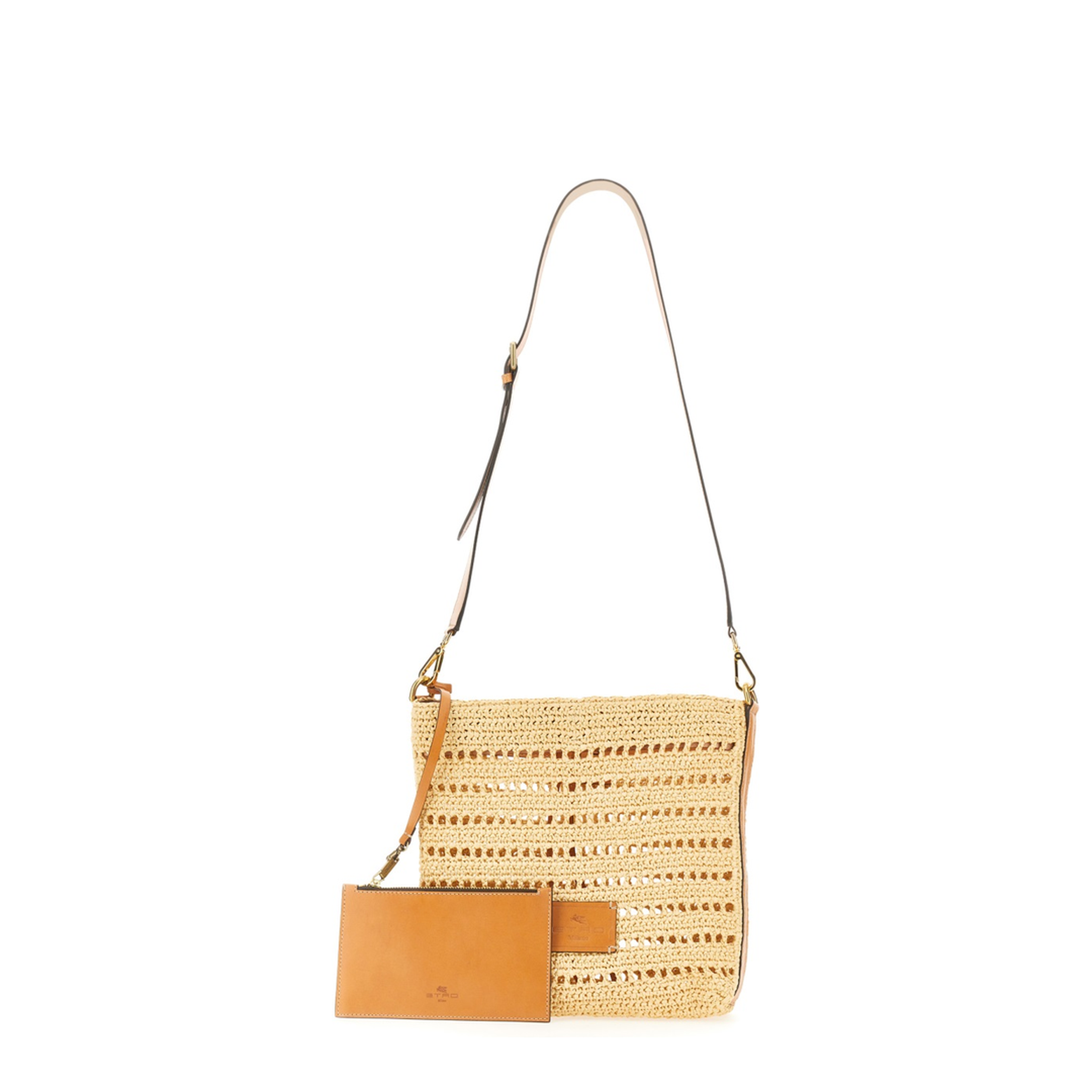 Perforated Raffia Shoulder Bag