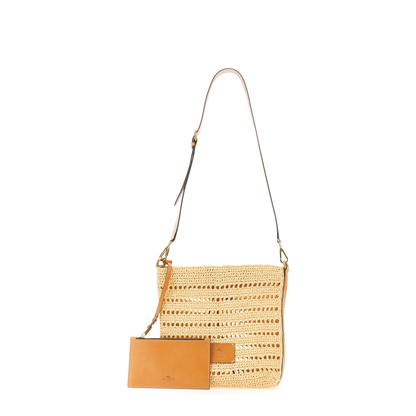 Perforated Raffia Shoulder Bag