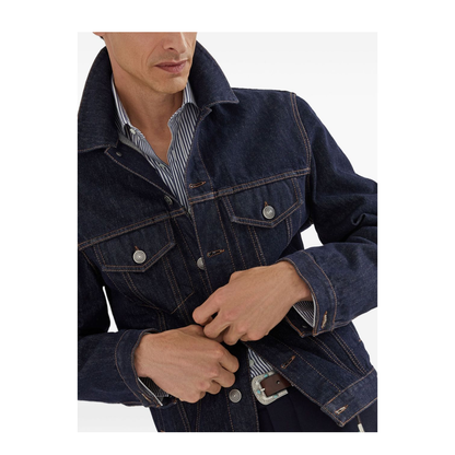 Striped Poplin Shirt in Navy Blue