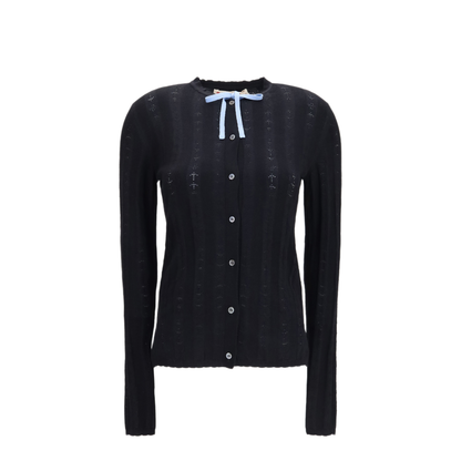 MAYFEYR - Marni - Wool And Silk Cardigan With Bow - CDMD0454Q0UFZ63400N99