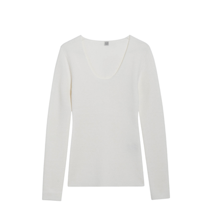 MAYFEYR - Toteme - Ecru Wool-Blend Knit Top - 254-WRT0571YA0128116
