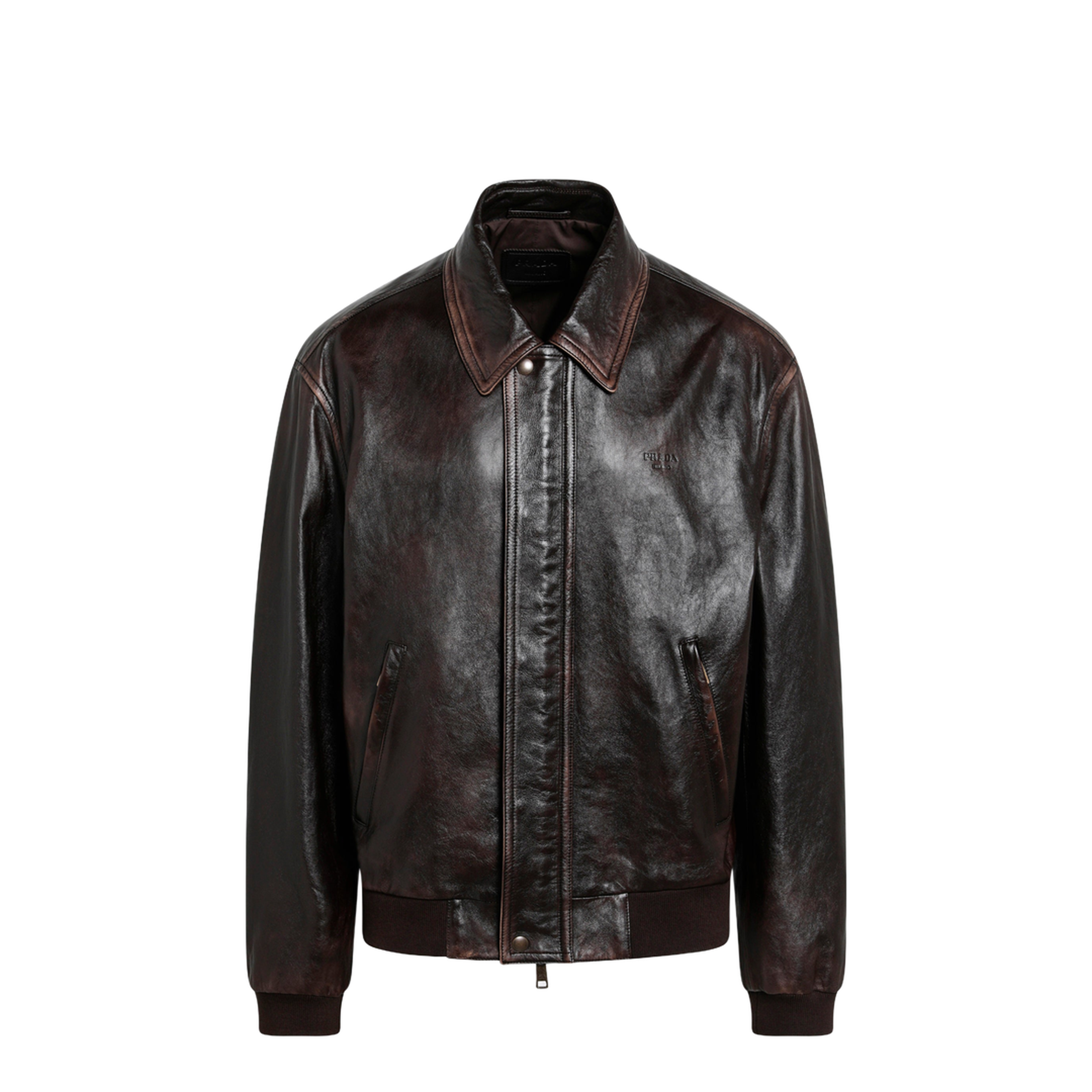 MAYFEYR - Prada - Vintage Nappa Leather Bomber Jacket In Dark Brown - UPW622OOO16ILF0003
