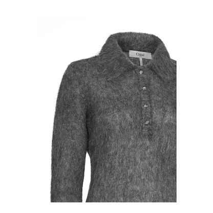 Smoky Grey Polo-Style Pullover