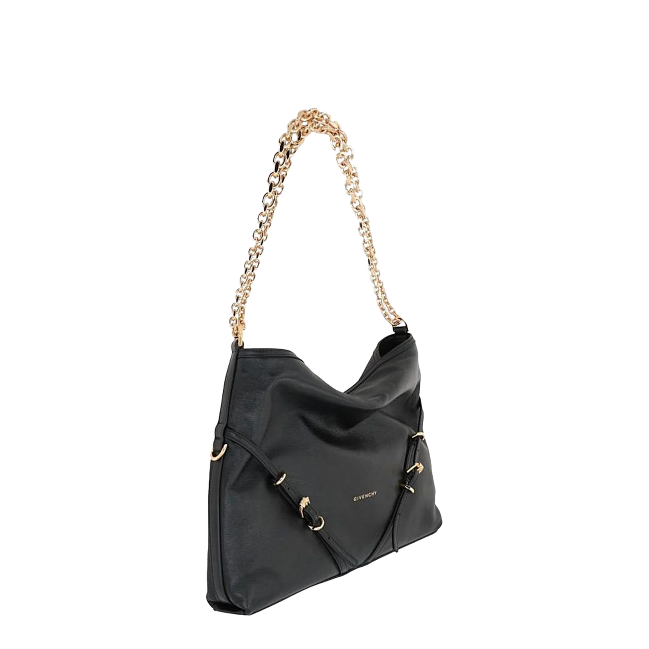 Voyou Chain Medium Grainy Leather Shoulder Bag