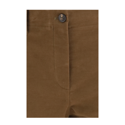 Brown Stretch Cotton Cigarette Pant