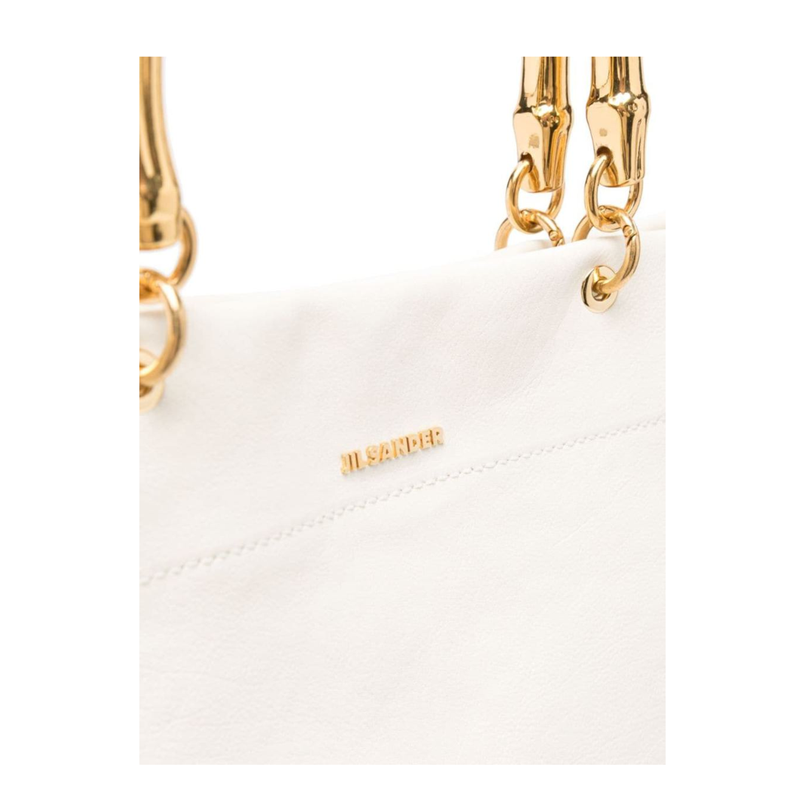 White Tote Bag with Bamboo Handles