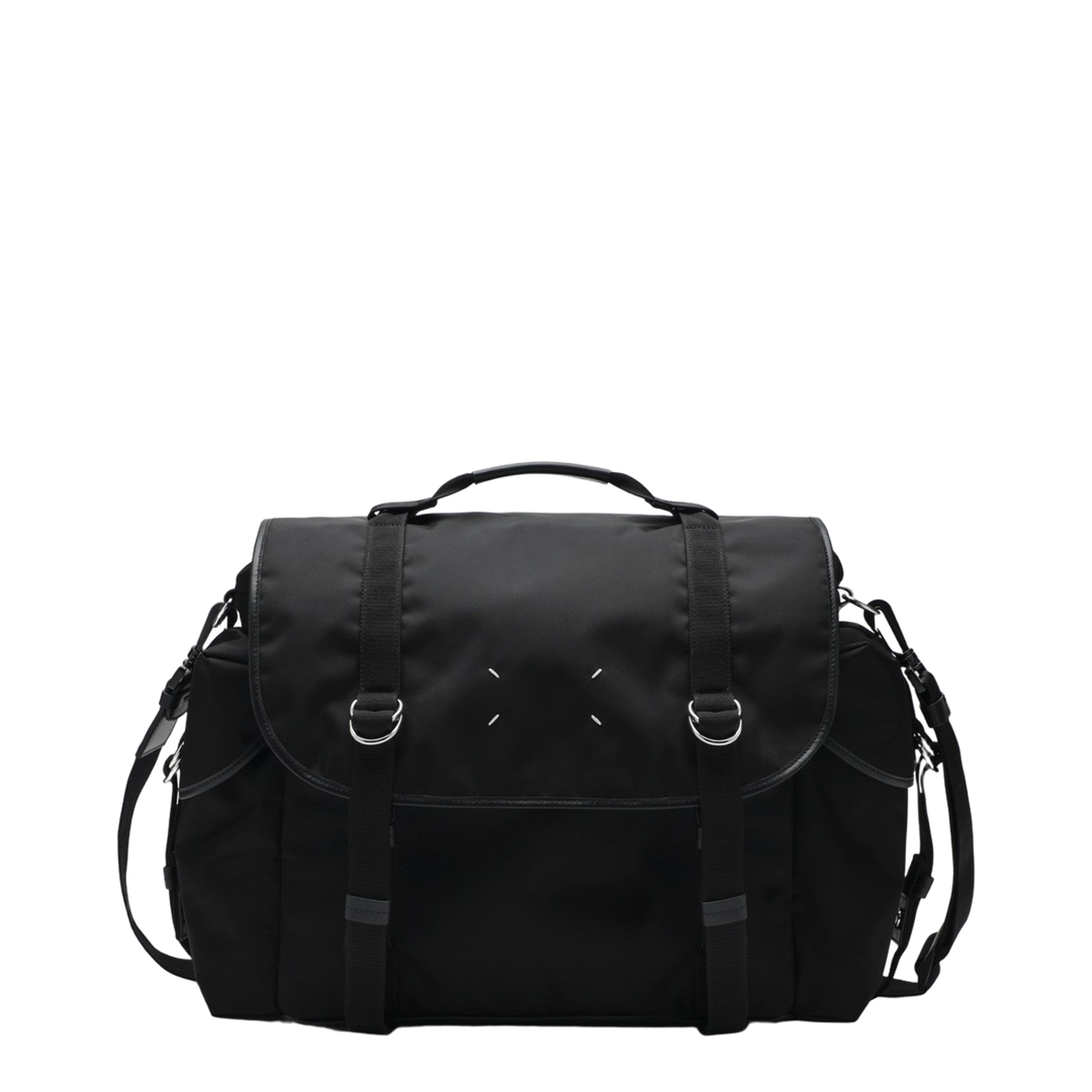 High Tech Large Nylon Messenger Bag - Black