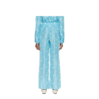MAYFEYR - Forte Forte - Embroidered Silk Trousers In Blue - 14869MYPANTSTURCHINO