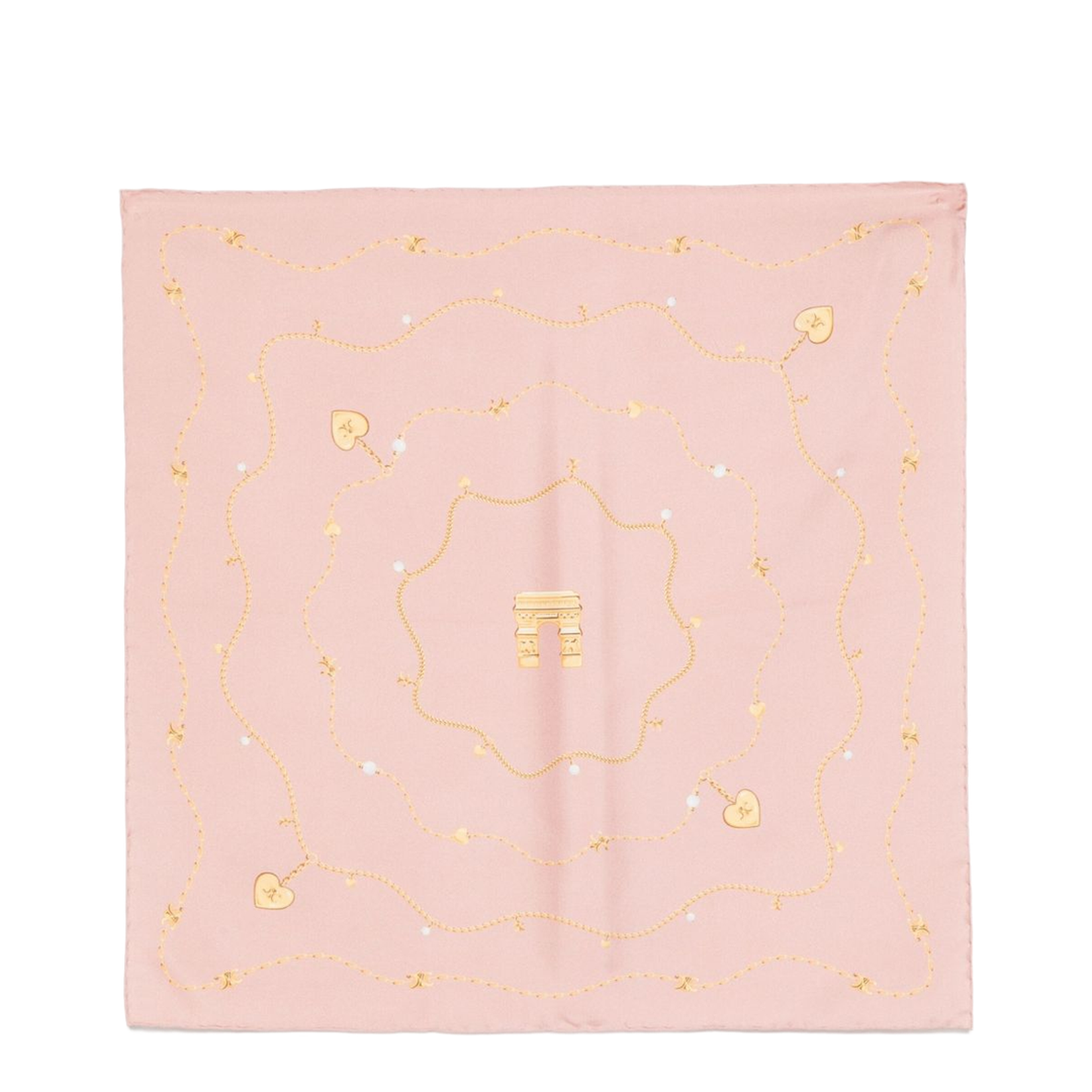 Bandana In Chain Silk Twill In Pink