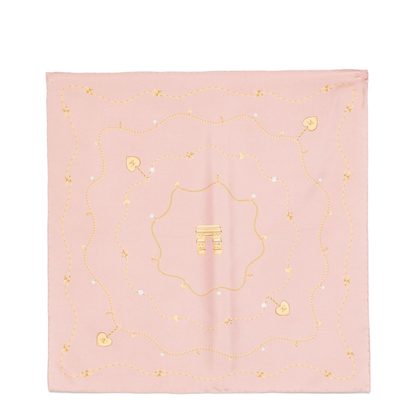 Bandana In Chain Silk Twill In Pink