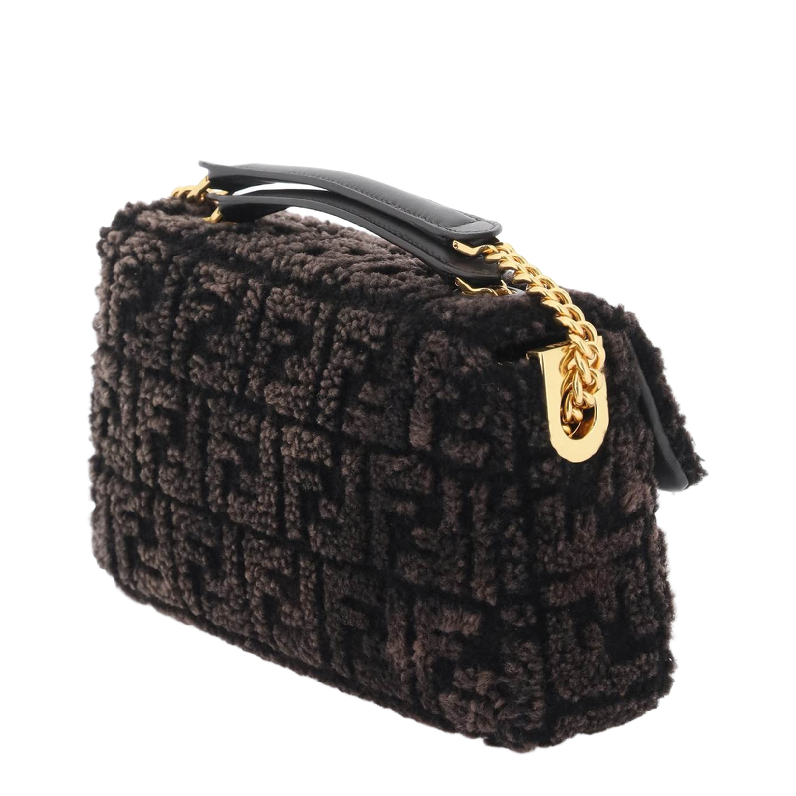 Baguette Faux Fur Shoulder Bags - Brown