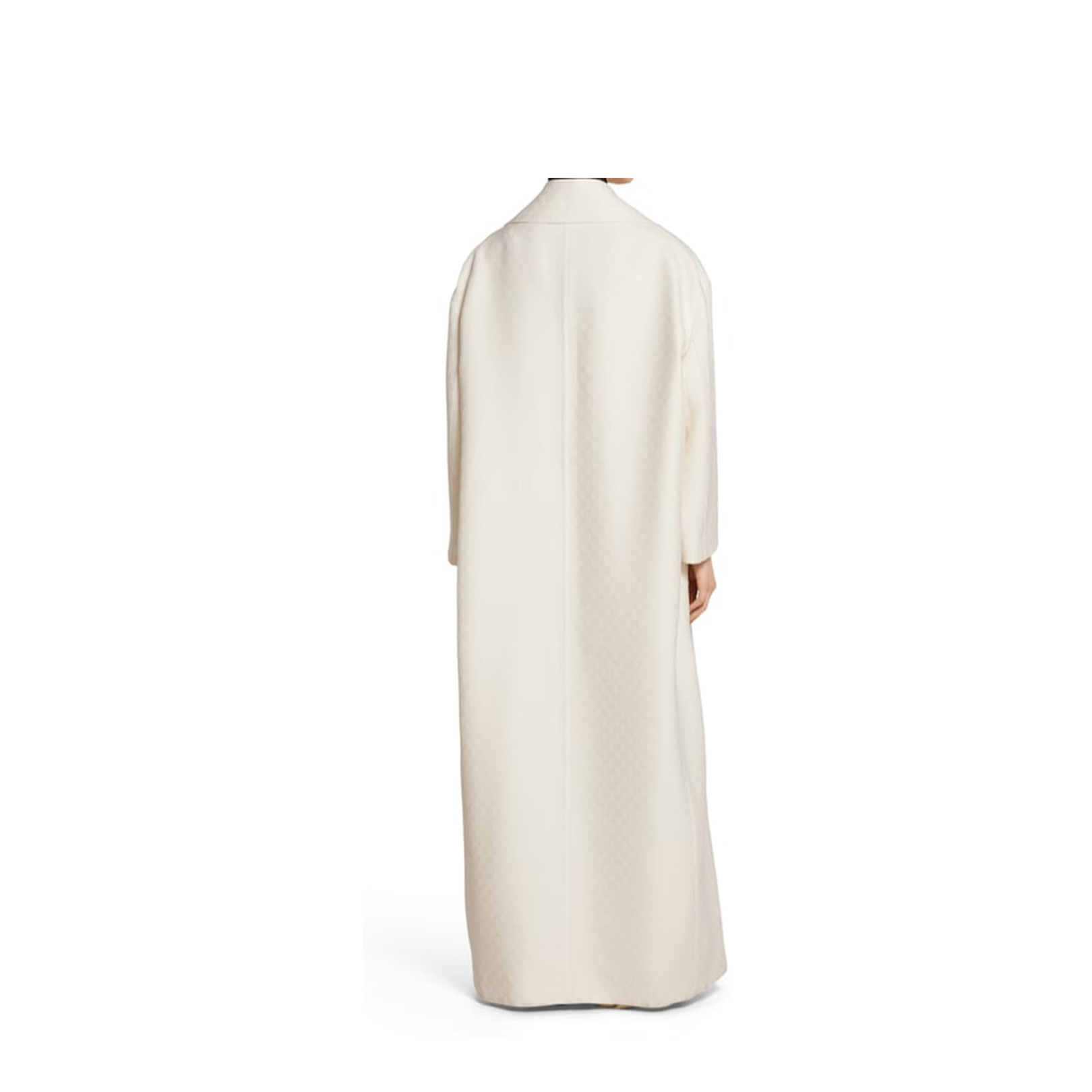 Silk Wool Crêpe Single-Breasted Coat in Off White