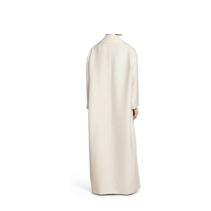 Silk Wool Crêpe Single-Breasted Coat in Off White