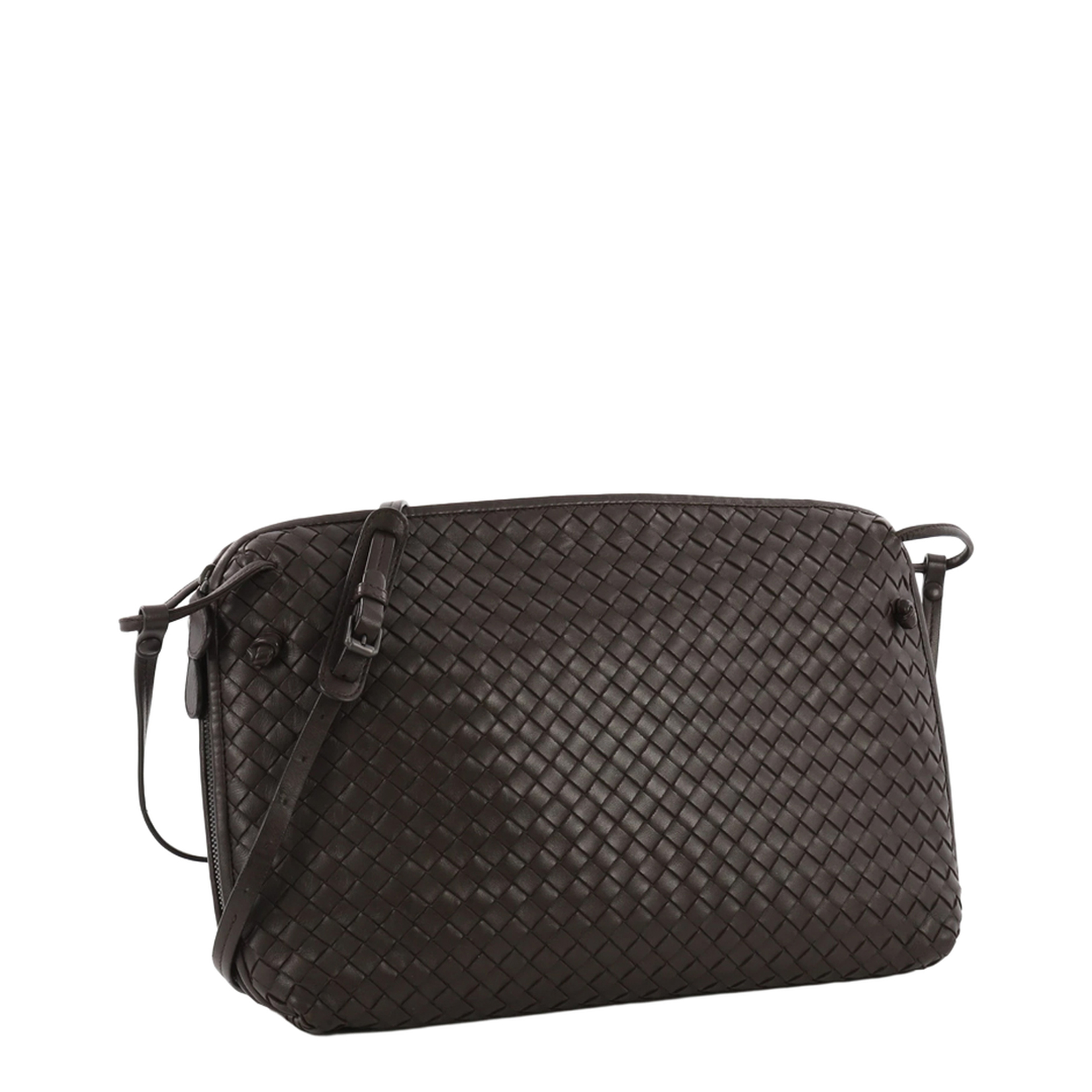 Intrecciato Leather Crossbody Bags - Brown