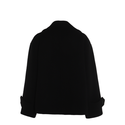 Oversized Wool Short Coat - Black