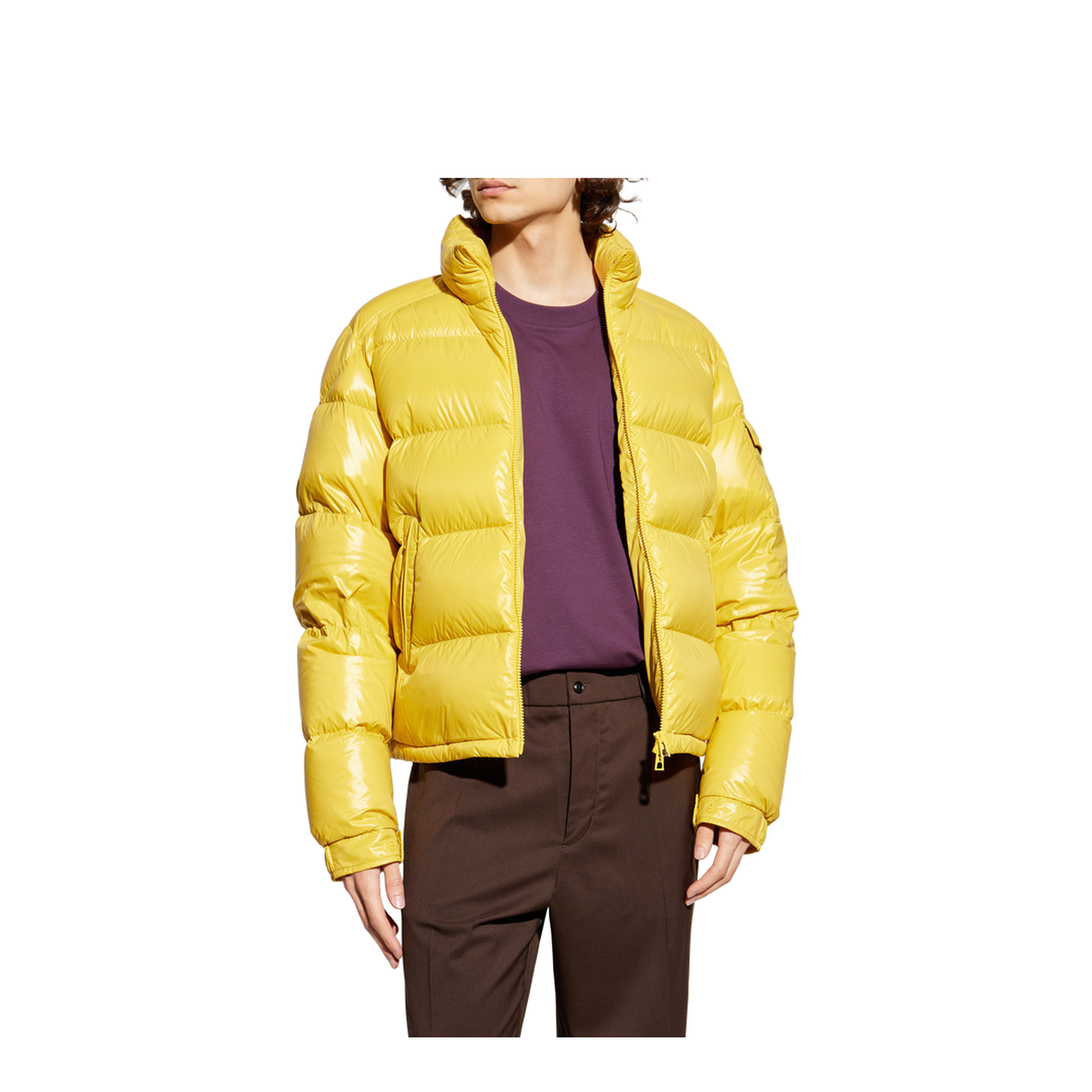 Yellow Levitha Hooded Short Down Jacket