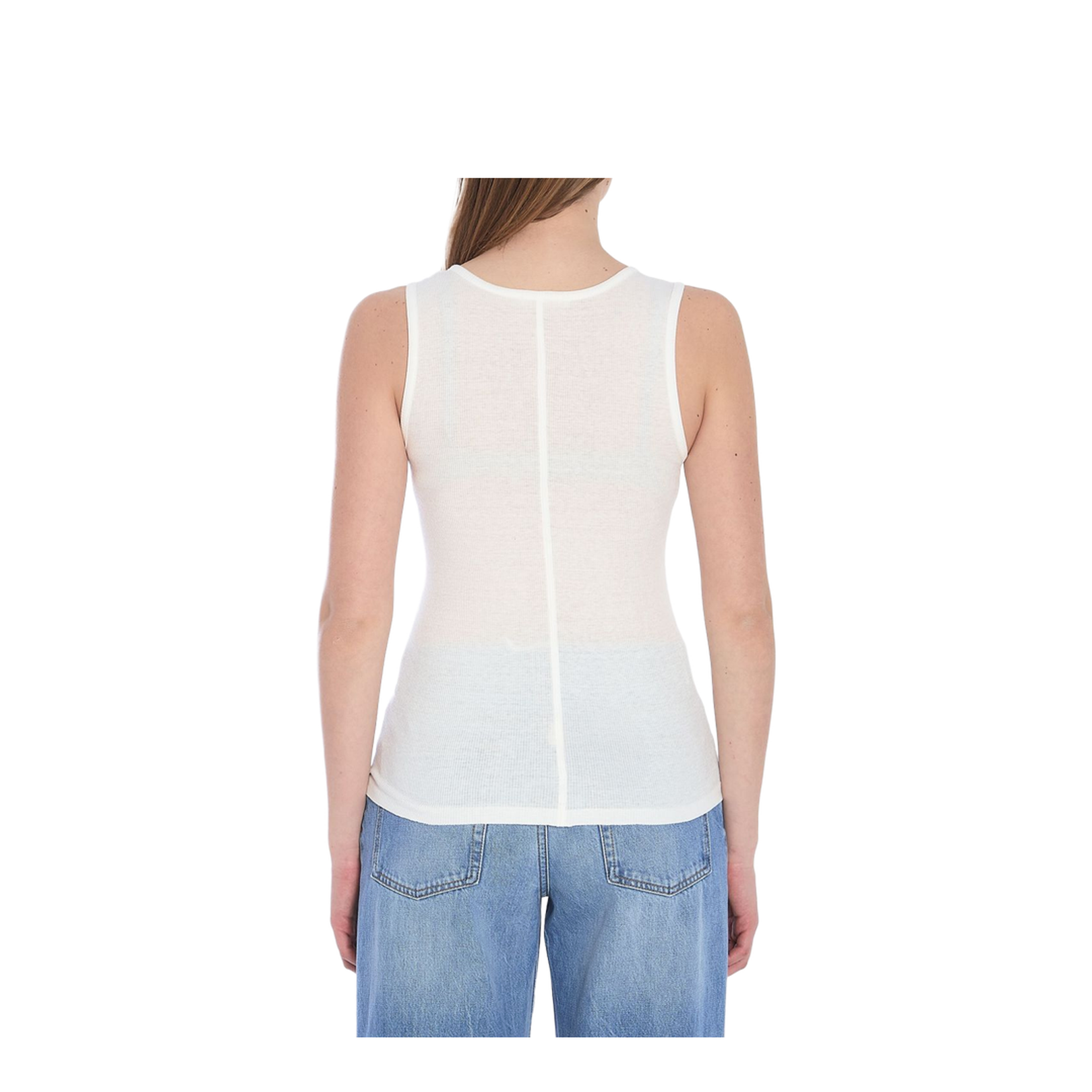 White Cotton Blend Tank Top