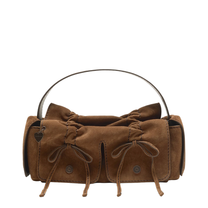 Multi-Pocket Suede Shoulder Bag