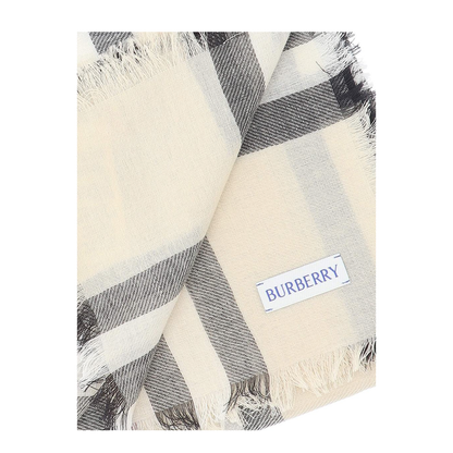 Giant Check Wool Scarf - Cream