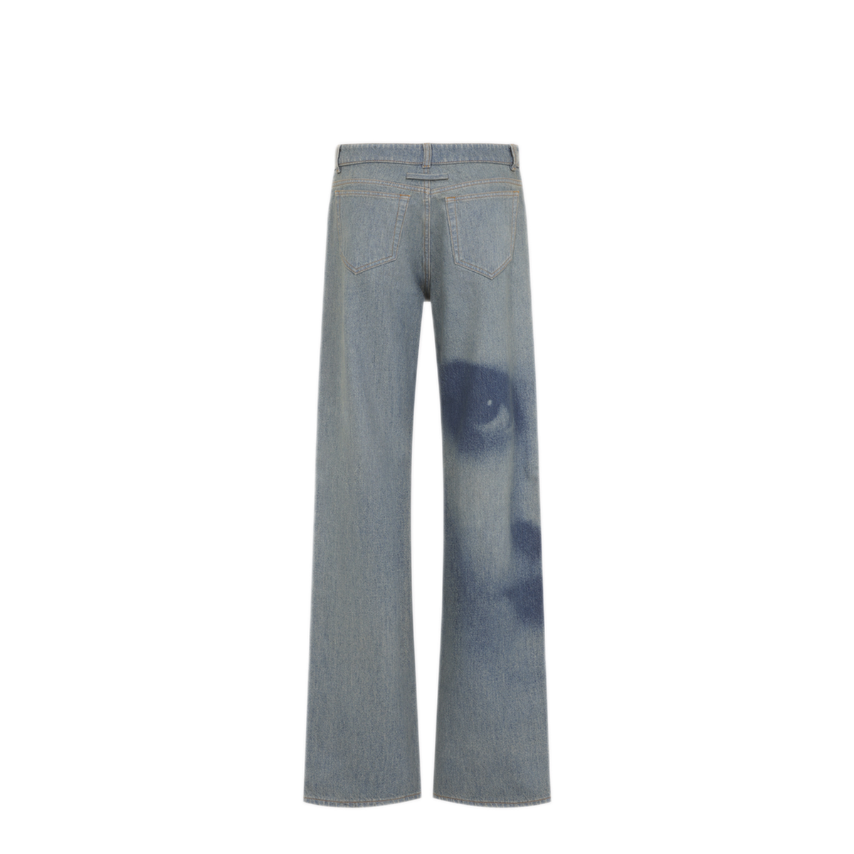 Straight Leg Denim Pant With Face Print